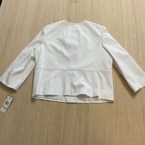 Kasper cotton stretch white denim gold button Jacket Size 14 Catalina  Brand New - Picture 5 of 14